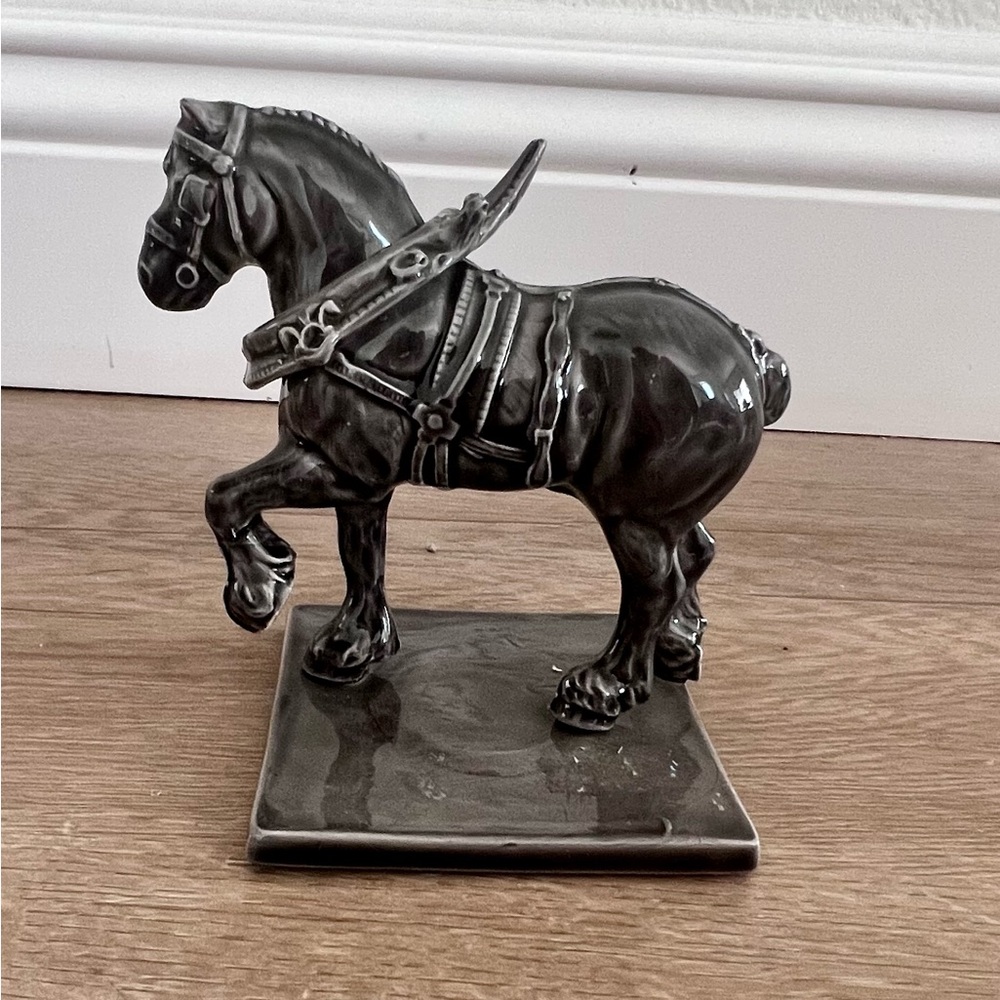 Vintage RARE Smoke Blue Horse with Saddle Porcelain Figurine